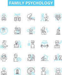 Family psychology vector line icons set. family, psychology, dynamics, structure, behavior, relationships, dynamics illustration outline concept symbols and signs