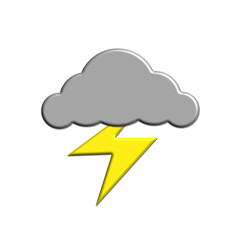 Collection of the thundercloud on transparent background, 3D elements wheater theme.