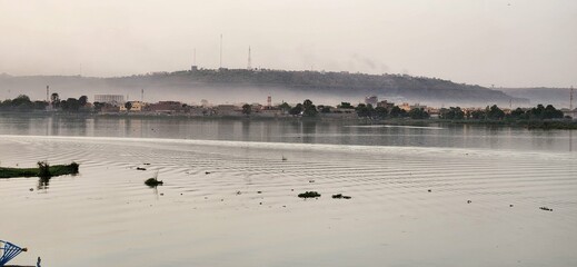 beutiful skyline with Niger river in Bamako