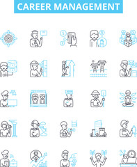 career management vector line icons set. Job, Search, Training, Networking, Resume, Developing, Goals illustration outline concept symbols and signs