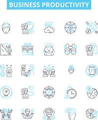 Fototapeta premium Business productivity vector line icons set. Strategy, Efficiency, Automation, Processes, Management, Excellence, Ergonomics illustration outline concept symbols and signs
