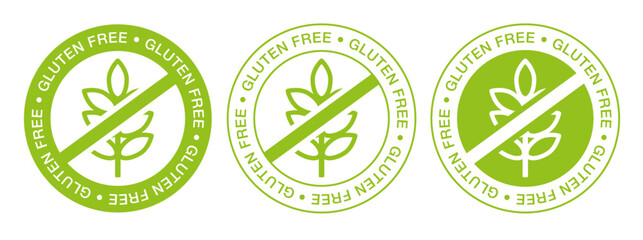 Gluten free or non gluten food allergy product dietary label. Packaging badges design, vector illustration.