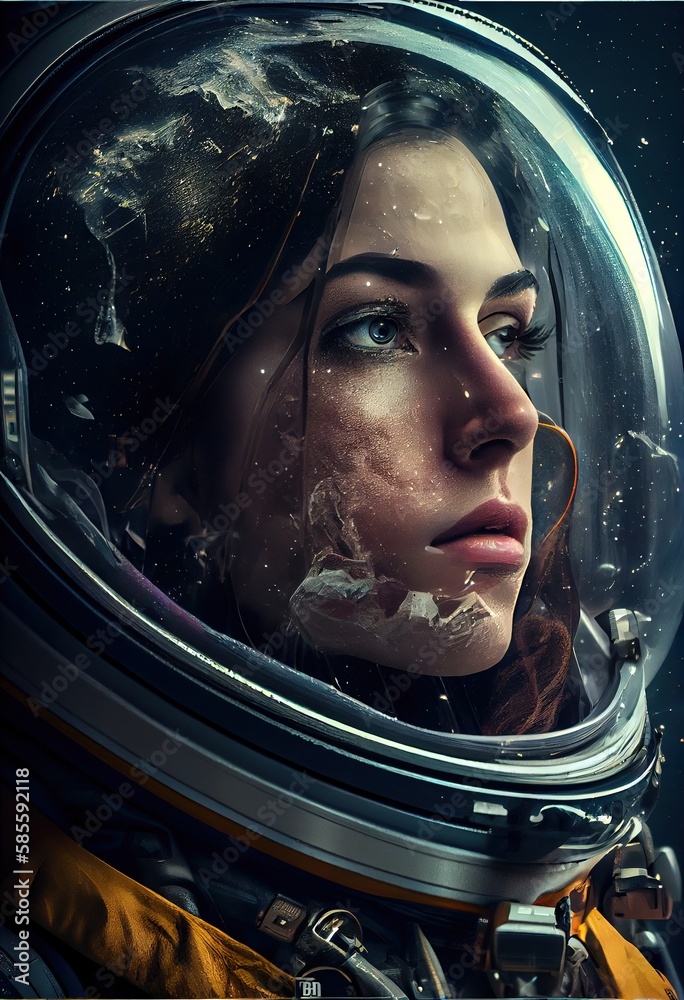 Wall mural portrait of an astronaut in a spacesuit. high-tech astronaut from the future. generative ai art.