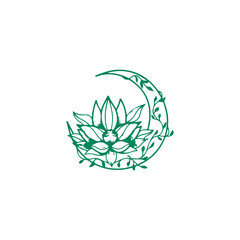 vector illustration of moon with flowers