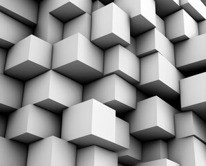 3D block cubes background design on isolated white background created with Generative AI technology