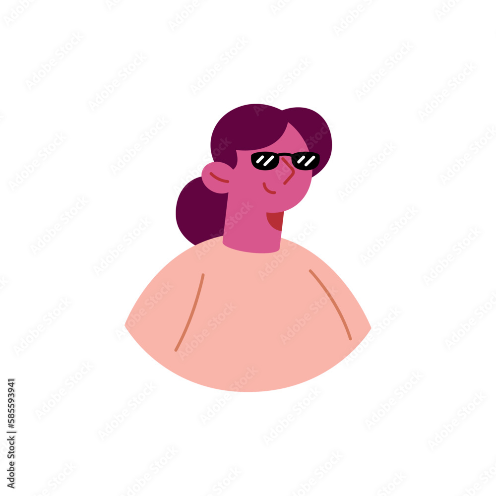 Sticker woman wearing sunglasses profile