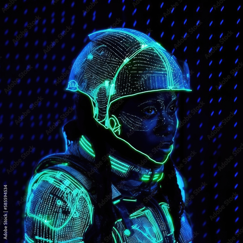 Wall mural portrait of an astronaut in a spacesuit. high-tech astronaut from the future. generative ai art.