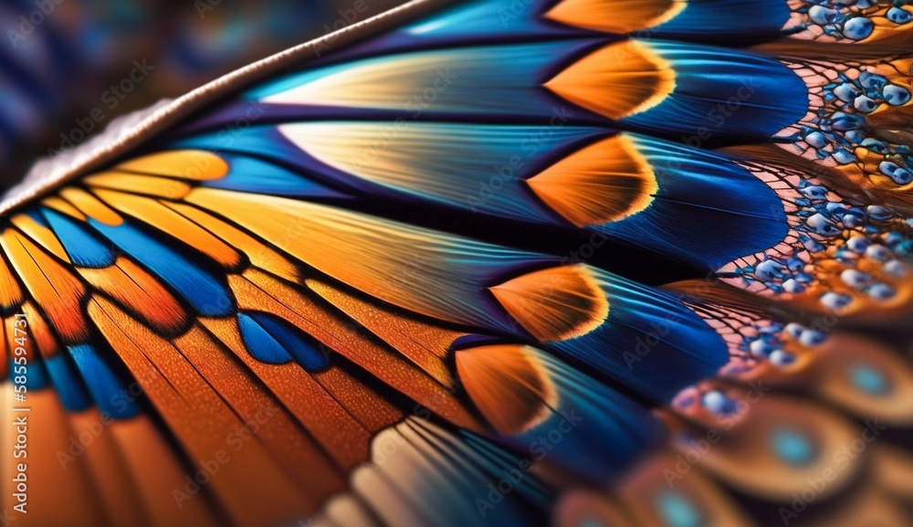 Wall mural vibrant butterfly wings closeup. generative ai