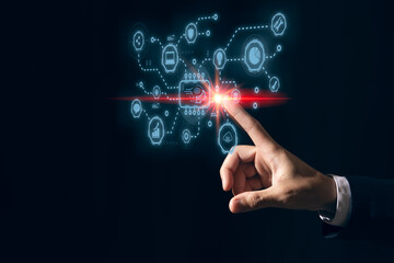 Digital transformation technology strategy, IoT, internet of things. transformation of ideas and the adoption of technology in business in the digital age, enhancing global business capabilities. Ai