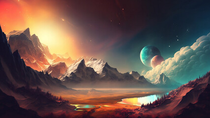 artificial mountains, mysterious planets, mysterious landscape, quiet place, foreign planet, background, backdrop, wallpaper, home screen, lock screen, desktop background, generative, ai