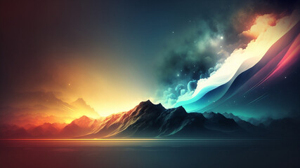 "Muggle" Fantasy Mountains with Rainboy colors, Background / Backdrop / Wallpaper / Home screen / Lock screen / Desktop Background, generative, ai