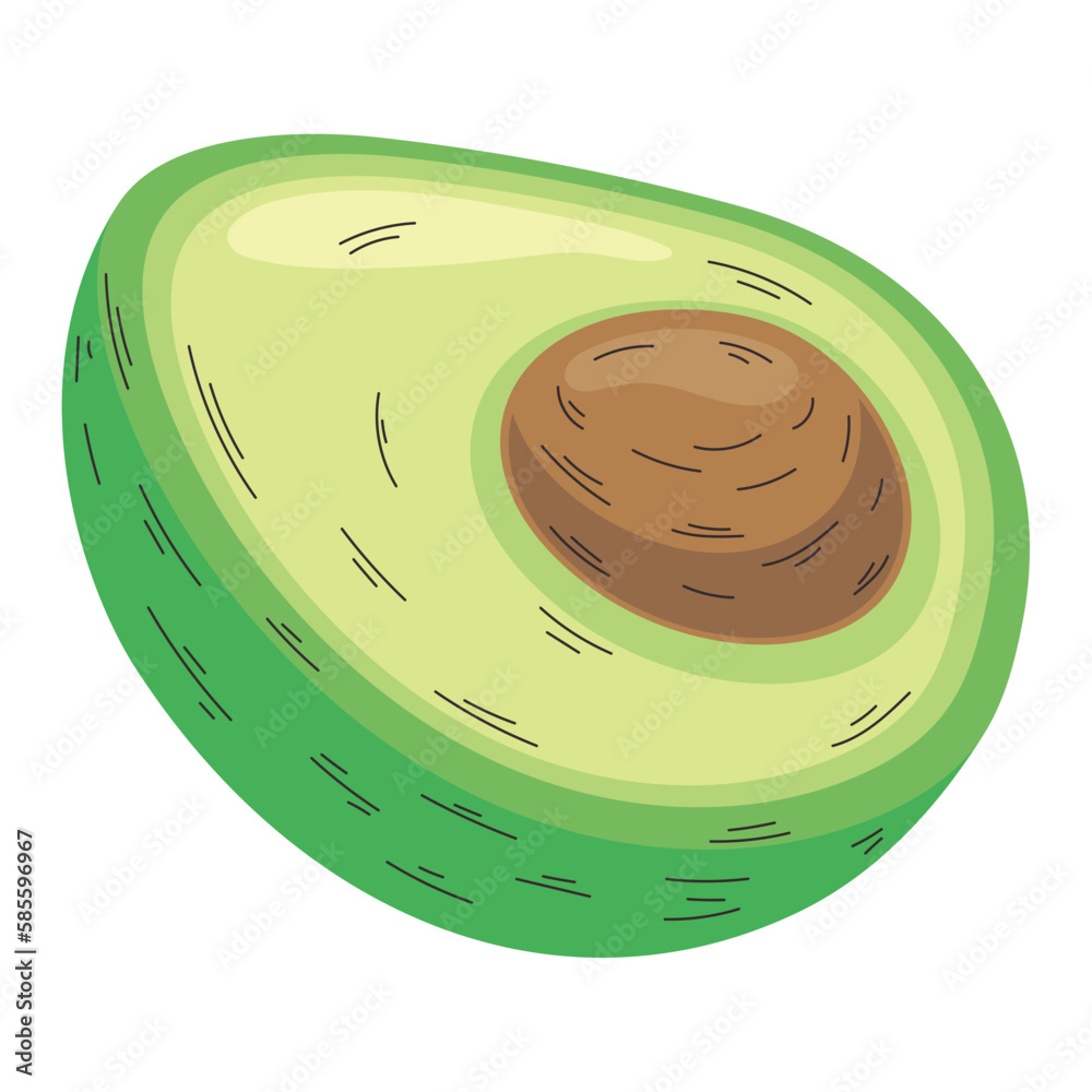 Sticker fresh avocado half vegetable