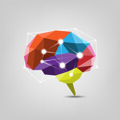 Creative brain process connection. Abstract communication idea polygon style. Smart thinking concept