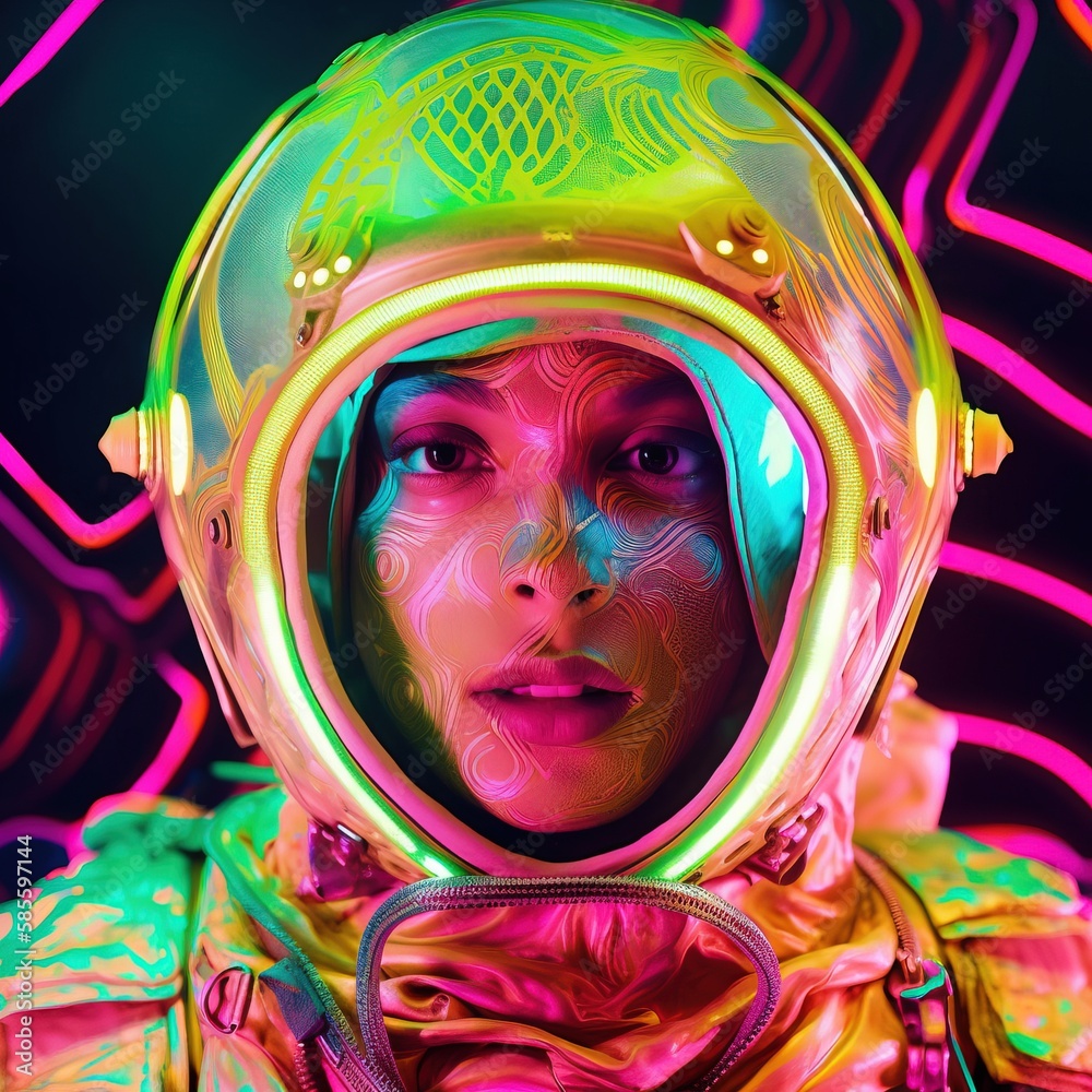 Wall mural portrait of an astronaut in a spacesuit. high-tech astronaut from the future. generative ai art.