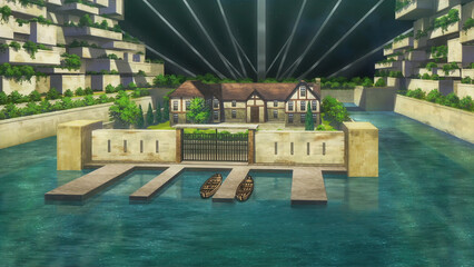 Anime background landscape wallpaper old village, old city, old street, isekai, unreal