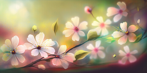 Closeup beautiful flower digital art with blur background.