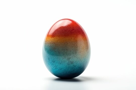 colorful Easter egg on a white table. Generative AI