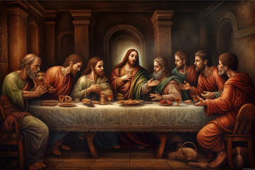 Last Supper Jesus Christ Disciples Betrayal , generative AI