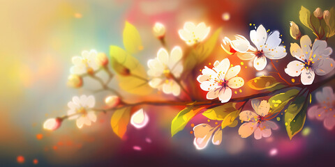 Obraz na płótnie Canvas Flowers digital art with blur background. spring wallpaper.