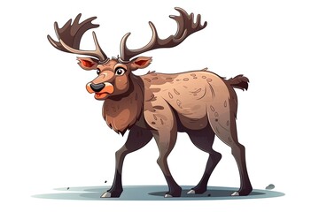 cute cartoon deer with big antlers. Generative AI