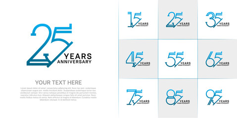 set of anniversary logotype blue and black color for special celebration event