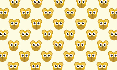 Cute brown bear background template copy space seamless pattern flat vector design