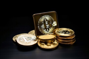Bitcoin and Golden Bar