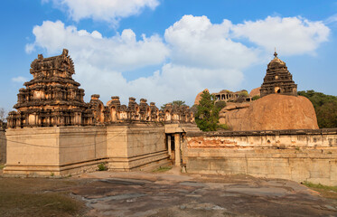 Ancient medieval architecture of Malyavanta Raghunatha Temple built in the 16th century CE at Hampi Karnataka, India