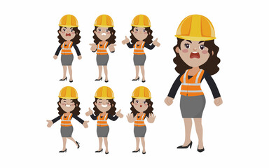 Set of engineer with different poses