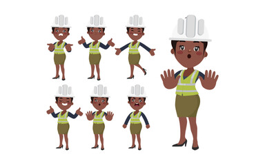 Set of engineer with different poses