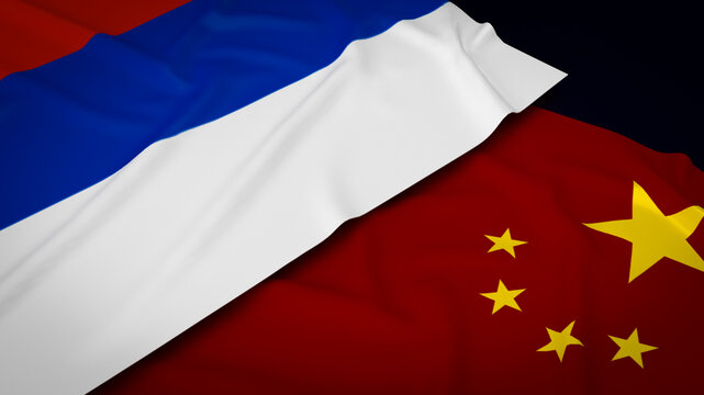 China and Russia flag image 3d rendering.