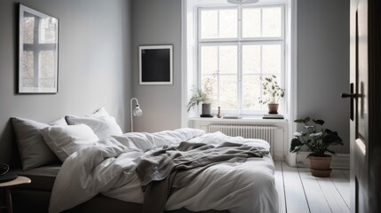 朝の寝室　イメージイラスト　generative AI