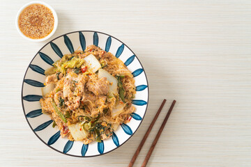 Stir-Fried Thai Styled Sukiyaki or Stir-fried vermicelli with pork and vegetables in sukiyaki sauce