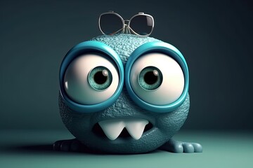 Obraz premium blue monster wearing sunglasses on its head. Generative AI