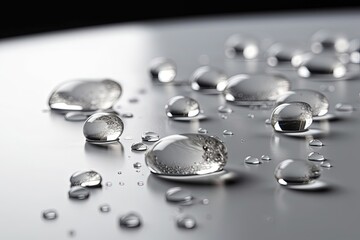 close-up water droplets on a surface. Generative AI