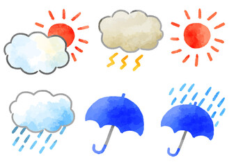天気アイコン　手描き　水彩風