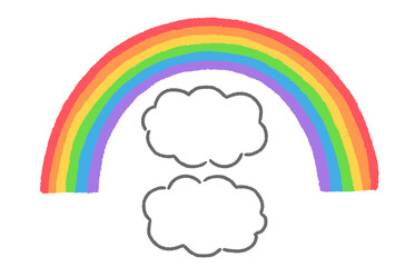 虹と雲のイラスト　手描き