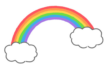 虹と雲のイラスト　手描き