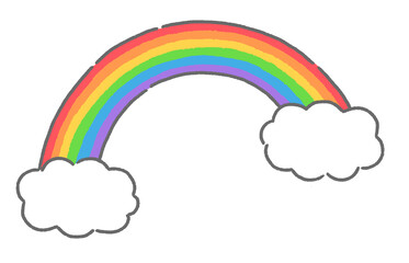 虹と雲のイラスト　手描き