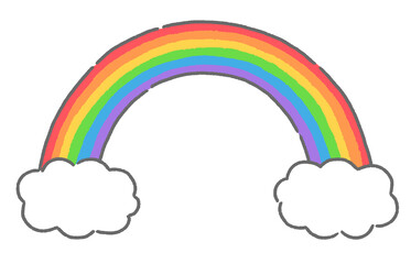 虹と雲のイラスト　手描き