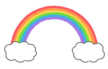 虹と雲のイラスト　手描き