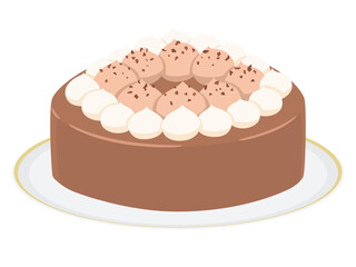 お皿に乗せたココアクリームたっぷりケーキ