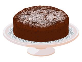 ケーキスタンドに乗せたガトーショコラ