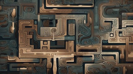 A concrete labyrinth sprawls out, its winding paths seemingly endless from above. False leads and dead ends entice the unwary, while the true way lies hidden in the maze of deceit, generative ai