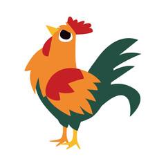 flat cute rooster