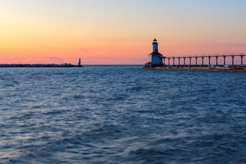 lighthouse at dusk