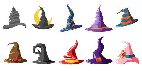 Witch hat vector set collection graphic clipart design