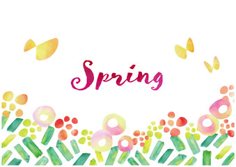 Spring Flower Garden drawn in watercolor