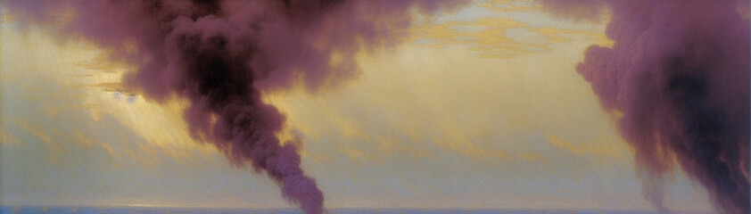 Illustration of a massive cloud of smoke in the sky created with Generative AI technology