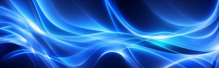 Naklejka na ściany i meble Illustration of a blue abstract background with flowing lines and curves created with Generative AI technology
